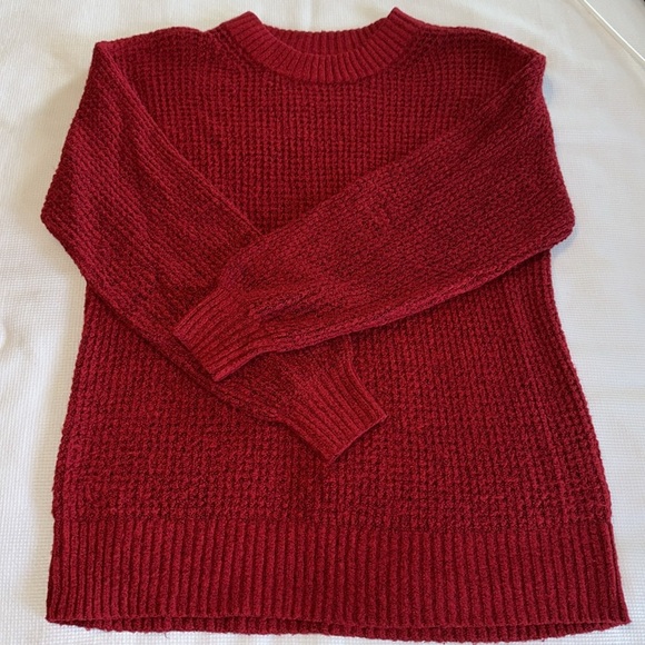 American Eagle Red Knit Cozy Long Sleeve Pullover Sweater Womans Size XS - Picture 3 of 9